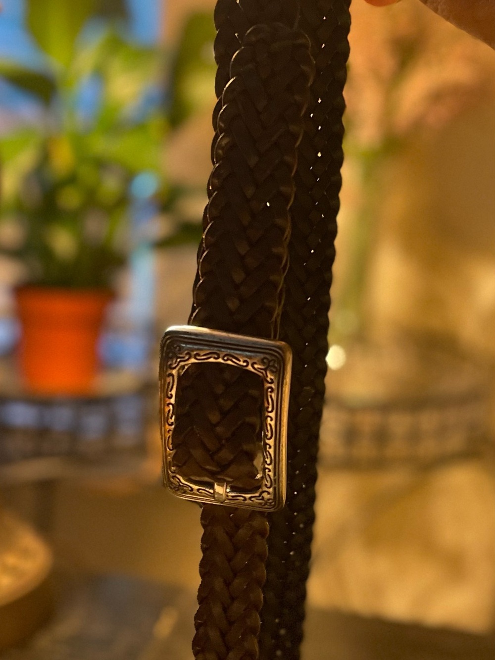 Woolrich Brown Braided Leather Belt Western Concho Accent Women’s Medium
